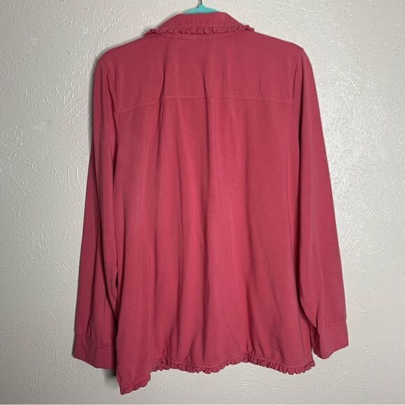 Soft surroundings el sueno pajama long sleeve ruffle top pink - Picture 2 of 6